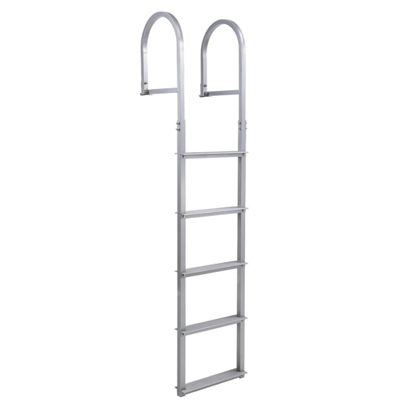 Wisykoke 5-Step Dual Handrails Dock Straight Vertical Ladder, Anti-Corrosion Powder Coated Aluminum Alloy 500 Lbs Load Capacity Detachable Adjustable Height Marine Pier Boat Access Steps