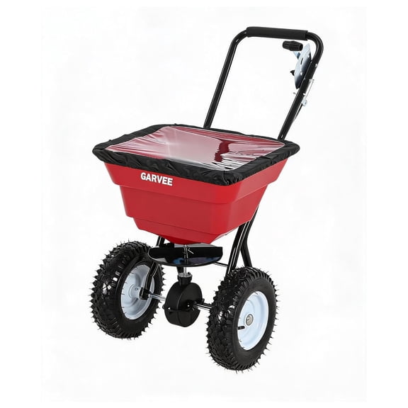 Wisykoke 80 LBS Push Broadcast Spreader, 12FT Spreading Width, 13" All-Terrain Wheels, Adjustable Flow Control, Heavy Duty Walk Behind Lawn Spreader for Fertilizer, Grass Seed, Ice Melt, Salt