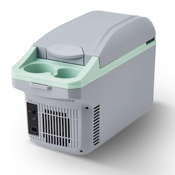 Wisykoke 8L Electric Cooler & Warmer, Portable Car Refrigerator with Auto-Lock Handle, 12V DC for Cars & Trucks, Plug-in Cooling Fridge
