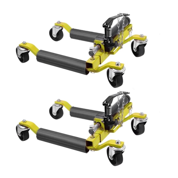 Wisykoke Car Wheel Dolly Set of 2, 3000LBS Trailer Dolly with Hydraulic Tire Jack and Adjustable Length for Most Vehicle Sizes, Car Dollies for Vehicle Positioning for Truck RV Trailer, Yellow