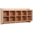 thumbnail image 1 of Wisykoke Cubby Storage Organizer Cubes, 47Inch Width Daycare Shelves with 10 Cubbies Shoe Layer with Hooks and Shelf, Hanging Wall Mount, Furniture for Kids Toys, Classroom, 1 of 5
