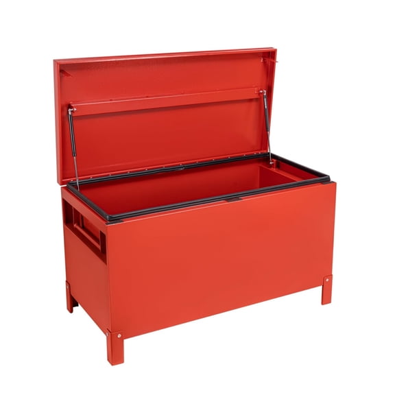 Wisykoke Industrial Grade Jobsite Tool Box, 36x15 Inch Aluminum Jobsite Tool Chest Storage Cabinet, Truck Tool Box for Work Truck Garage Construction Site, Burgundy Red