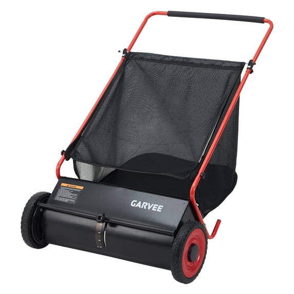 Wisykoke Push Lawn Sweeper, 26" Width with 4 Fast-Spinning Brushes, 7 Cu. ft Large Capacity Lawn Sweeper, Steel Frame & Adjustable Height, for Grass, Leaves & Debris
