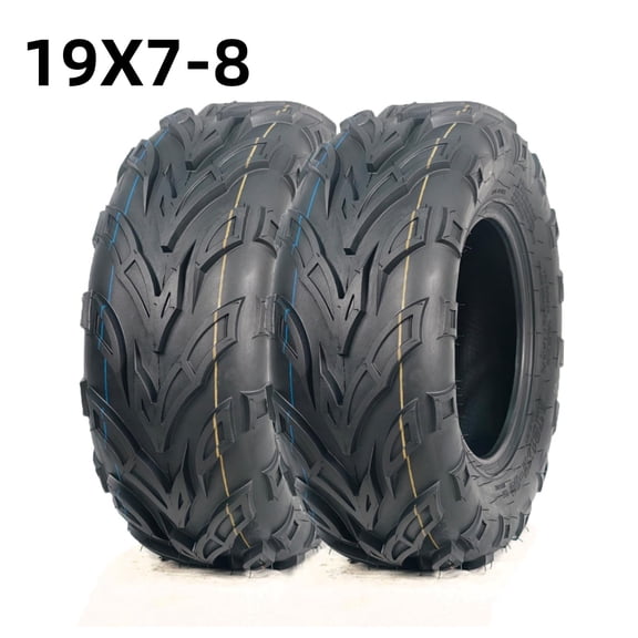 Wisykoke Set of 2 19x7-8 ATV Tires 4PR Durable Tubeless, 19x7x8 Quad All Terrain Go Kart UTV Off Road Tires, Heavy-Duty Deep Treads for Trail, Sand, Mud & Track