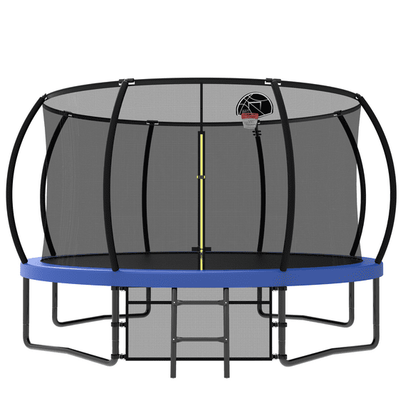 Witaxima 12FT Kids Trampoline with Safety Enclosure Net & Ladder, 330LBS Weight Capacity, Outdoor Recreational Trampoline for Backyard, Blue