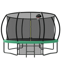 Witaxima 12FT Kids Trampoline with Safety Enclosure Net & Ladder, Outdoor Recreational Trampoline for Backyard, ASTM Certified, Green
