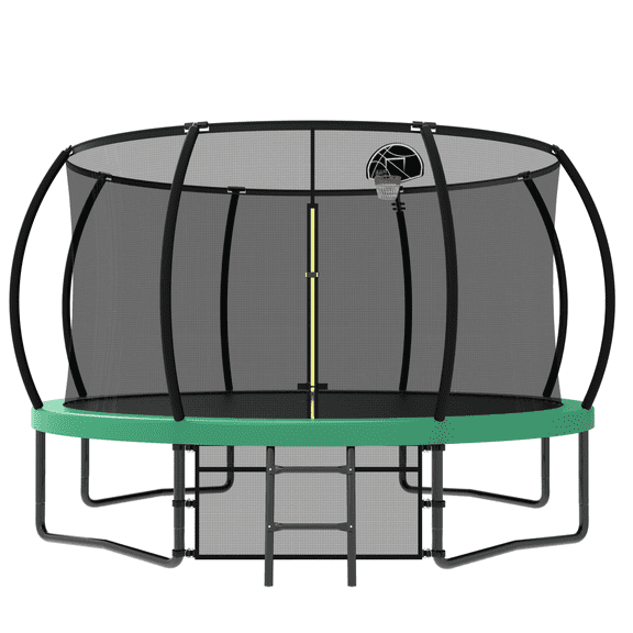 Witaxima 12FT Kids Trampoline with Safety Enclosure Net & Ladder, Outdoor Recreational Trampoline for Backyard, ASTM Certified, Green