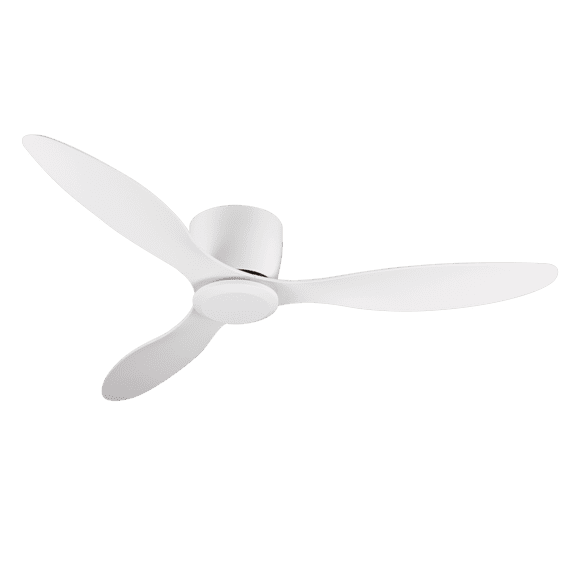 Witaxima 52" Flush Mount Ceiling Fan No Light, 3 Blades Reversible, 6-Speed DC Motor, Low Profile for Indoor Use, Ancient White Color, Remote Included