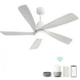 thumbnail image 1 of Witaxima 52 Inch Smart Ceiling Fan with Remote, Dimmable LED Light Kit, 5 Wood Blades, DC Motor, Reversible for Indoor Use, White, 1 of 10