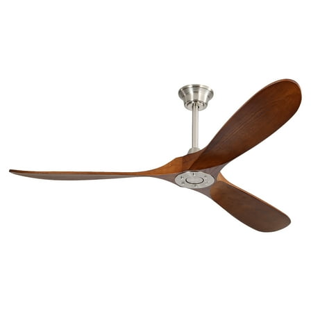 Witaxima 60 Inch Indoor Ceiling Fan with Remote, 6-Speed, Solid Wood Blades, Brushed Nickel Finish for Large Rooms
