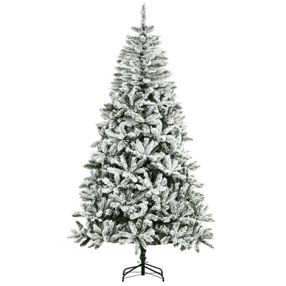 Witaxima 7.5' Tall Unlit Snow Flocked Pine Christmas Tree Green