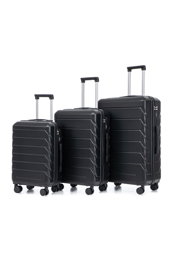 ABS Hard Shell Spinner Luggage Set 3-Piece Black Combo Lock