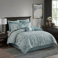 thumbnail image 1 of Witaxima Cal King 8-Piece Bedding Set, Aqua/Silver Jacquard Comforter with Decorative Pillows, Hypoallergenic Polyester, 1 of 16