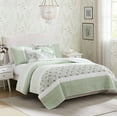 thumbnail image 1 of Witaxima Full/Queen 6-Piece Cotton Quilt Set with Throw Pillows, Sage Green Floral Pattern, 90x90 Inch Coverlet, 1 of 21