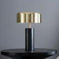 thumbnail image 1 of Witaxima Modern Desk Lamp with Black Marble Base, Gold & White Drum Shade, 16in Height, 110-120V - Stylish Bedside, Reading, Office Kinetic Table Lamp, 1 of 12