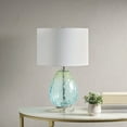 thumbnail image 1 of Witaxima Ombre Glass Table Lamp 24.25" Height, Blue & Green Glass Base with White Drum Shade, E26 Socket, 72" Cord, Includes 9W LED Bulb, 1 of 7