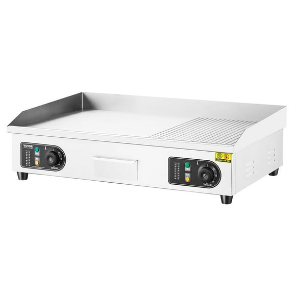 Witaxima VEVOR Commercial Electric Griddle 2800W, 28.74x15.75in Half-Flat Top Grill, 122-572 Adjustable Temp, Stainless Steel Griddle with 2 Shovels & 2 Brushes for Home/Restaurant, Natural