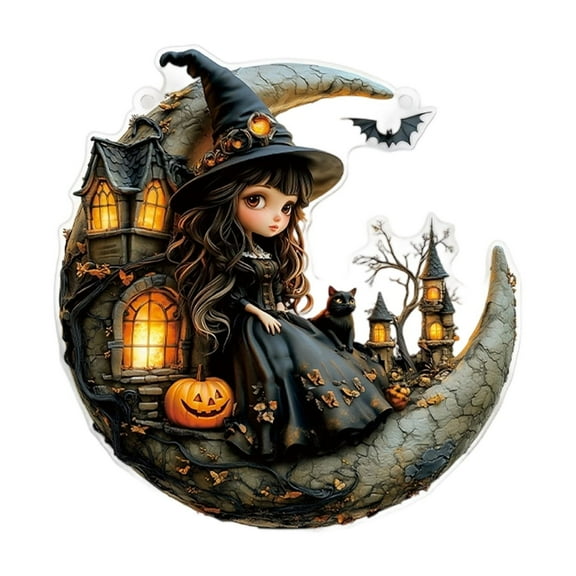 Witch Acrylic Hanging Ornament Halloween Decoration For Door Wall Window Halloween Party Centerpieces Indoor and Outdoor