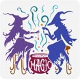 thumbnail image 1 of Witch Afternoon Tea Stencil for Painting 11.8x11.8 inch Reusable Cauldron of Witches Brew Drawing Template Large Witch Day Painting Stencil for Home Wood Furniture Floor Decoration, 1 of 7