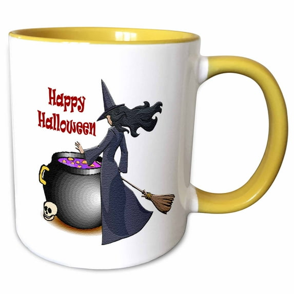 3drose, Witch and the Cauldron, 11oz Two-tone Yellow Mug