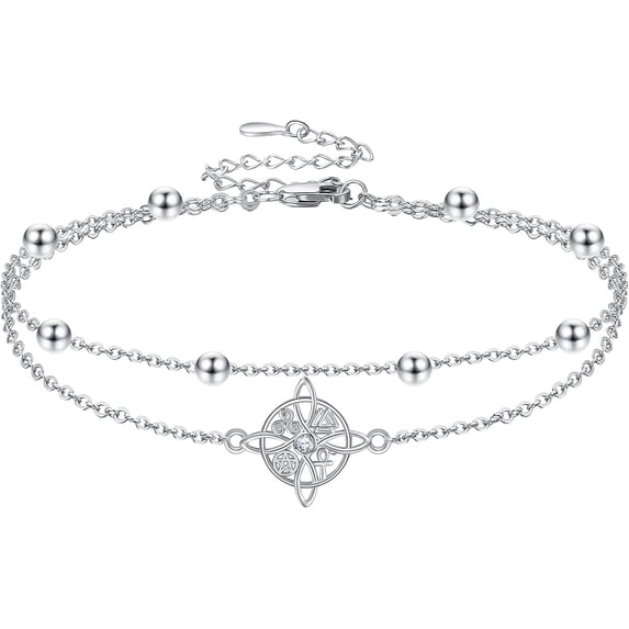 Witch Anklet Sterling Silver Witches Knot Ankle Bracelet Celtic Knot Witch Jewelry Gifts for Women