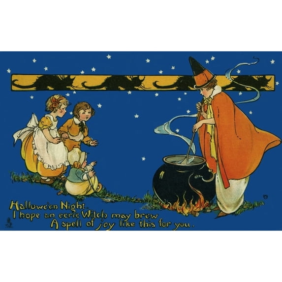 Witch At Halloween Poster Print By Mary Evans Picture Librarypeter & Dawn Cope Collection (24 X 18)