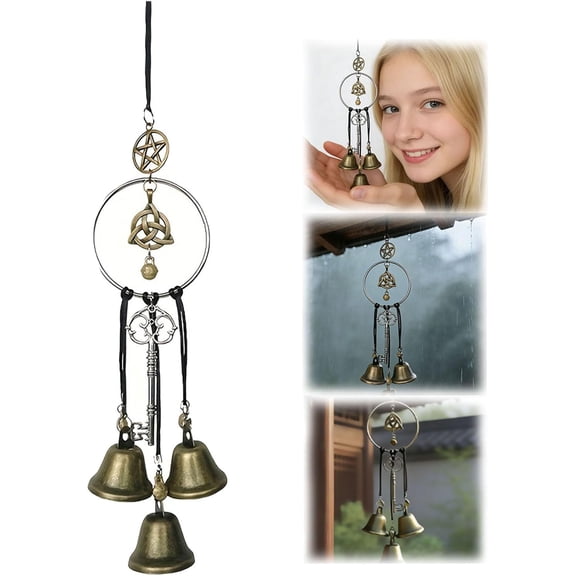 Witch Bells for Door Protection, Handmade Miniature Wind Chime Amulet, Witch Room Decor for Home, Window Sill Doors, Small Witches Bells Hanging Ornament
