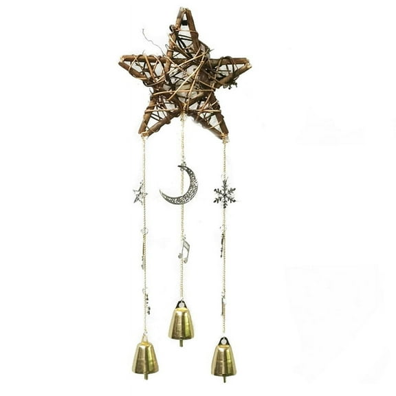 Witch Bells Protection Door Hangers Wind Chimes Hanging Handmade Rattan Decor Gold