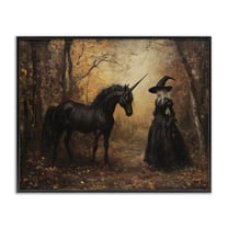 Witch & Black Unicorn Black Framed Giclee Art, design by Arlington Prints