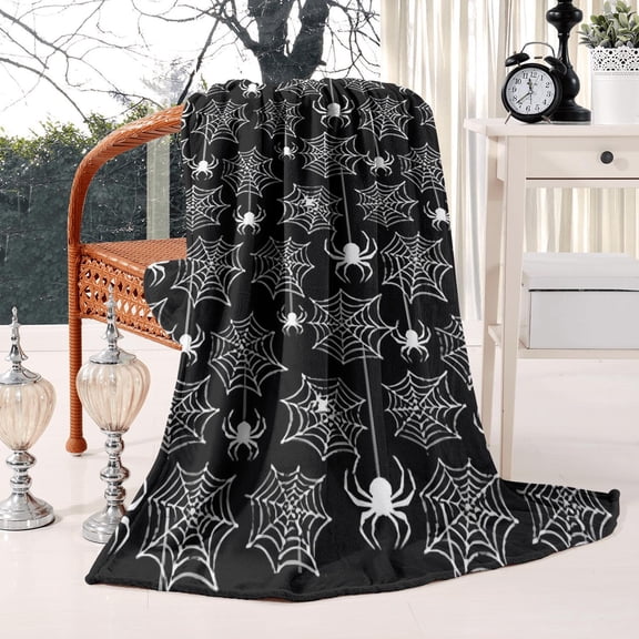 Witch Blanket Halloween Throw Blankets Gifts for Women Witchy Goth Skull Pumpkin Flannel Fleece Blankets for Couch Sofa Bed Chair Decor Witch's Spider Webs Decorations Blanket 50x60in