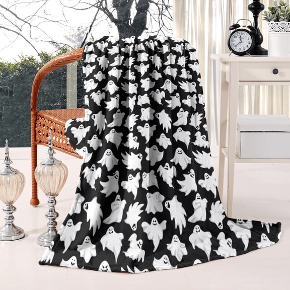 Witch Blanket Halloween Throw Blankets Gifts for Women Witchy Goth Skull Pumpkin Flannel Fleece Blankets for Couch Sofa Bed Chair Decor Witch's Spider Webs Decorations Blanket 50x60in