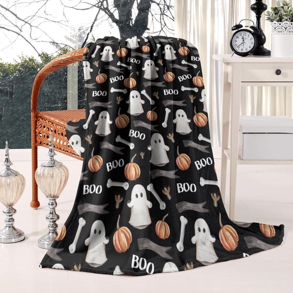 Witch Blanket Halloween Throw Blankets Gifts for Women Witchy Goth Skull Pumpkin Flannel Fleece Blankets for Couch Sofa Bed Chair Decor Witch's Spider Webs Decorations Blanket 50x60in