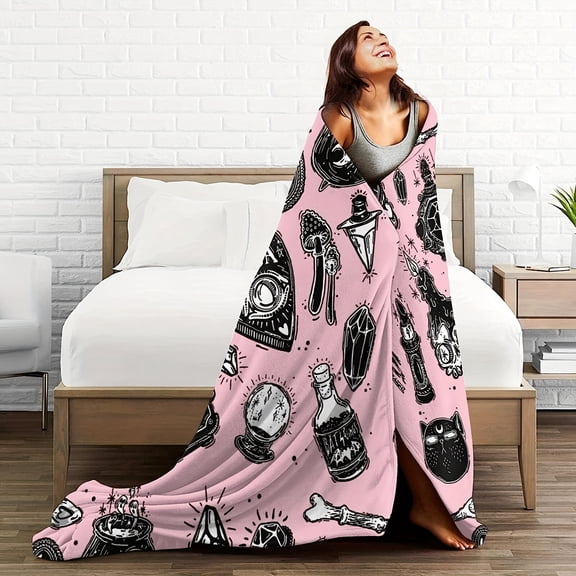 [Witch Blanket Throw] Flannel Witch Blanket Throw - Unisex Gift for Men, Women