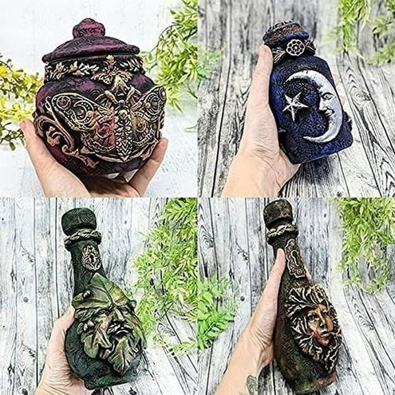 Witch Bottle Celestial Decorative Moon Potion Jar Gothic Witchcraft Sculpture