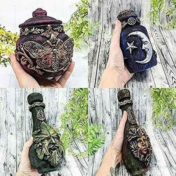 Witch Bottle Celestial Decorative Moon Potion Jar Gothic Witchcraft Sculpture