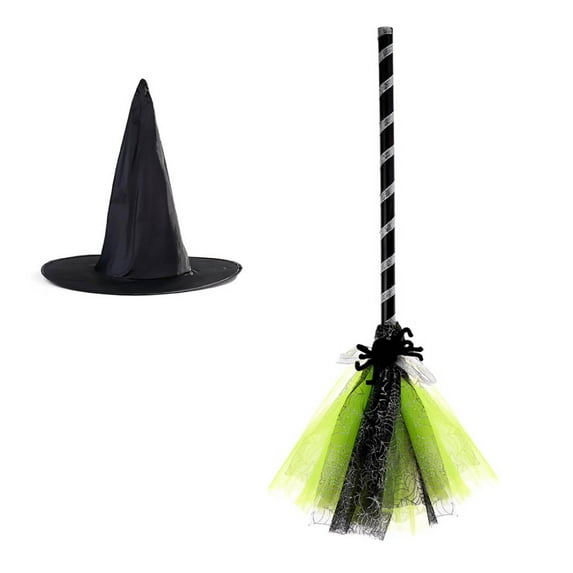 Witch Broomstick for Halloween â Flying Broom Prop, Detachable Handle for Easy Storage, Halloween Accessory & Party Decoration for Adults & Kids