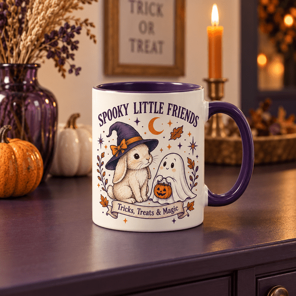 Witch Bunny Ghost Halloween Ceramic Coffee Mug Spooky Gift