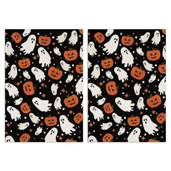 Witch Castle Halloween Hanging Towels Set of 2, 18x26 Inch Kitchen & Bathroom Towels - Orange Black Spider Web Design with Loops, Fast Dry Absorbent Dish Towels