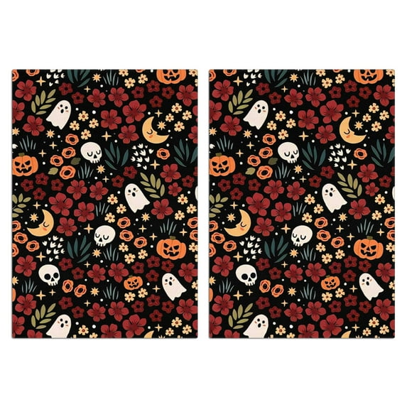 Witch Castle Halloween Hanging Towels Set of 2, 18x26 Inch Kitchen & Bathroom Towels - Orange Black Spider Web Design with Loops, Fast Dry Absorbent Dish Towels