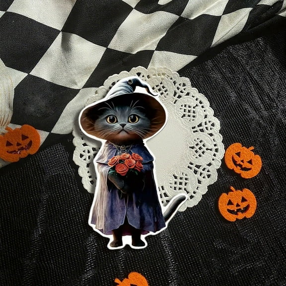 Witch Cat 2D Acrylic Keychain Cute Witch Kitty Bag Pendant Lightweight Sturdy Gift Choice Collectible Multi-purpose Decorative Hanging Ornament