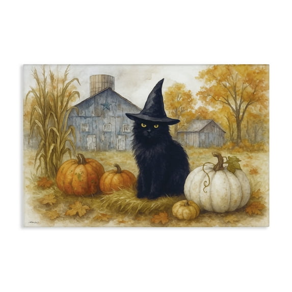 Stupell Industries Witch Cat Autumnal Farm Canvas Wall Art, design by Antony Smith, 30 x 45