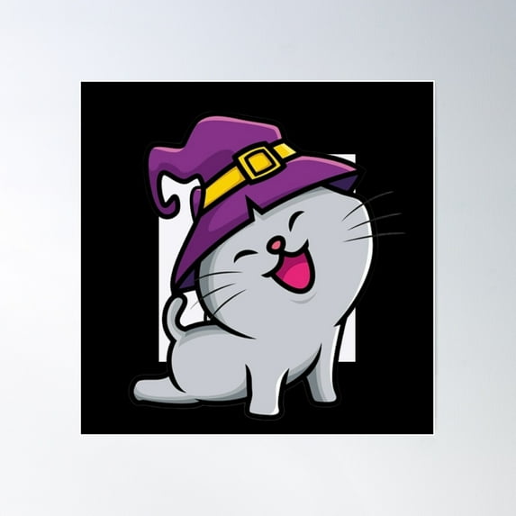Witch Cat Poster Wall Art, Modern Wall Decor For Living Room Bedroom, 8x12 UNFRAMED