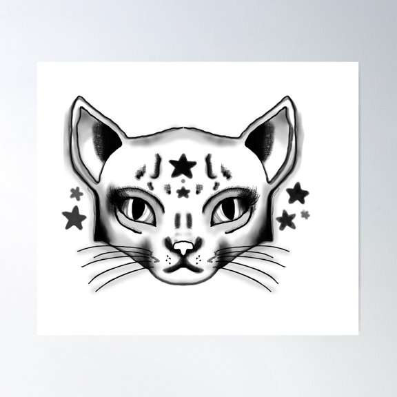 Witch Cat Poster Wall Art, Modern Wall Decor For Living Room Bedroom, 8x12 UNFRAMED