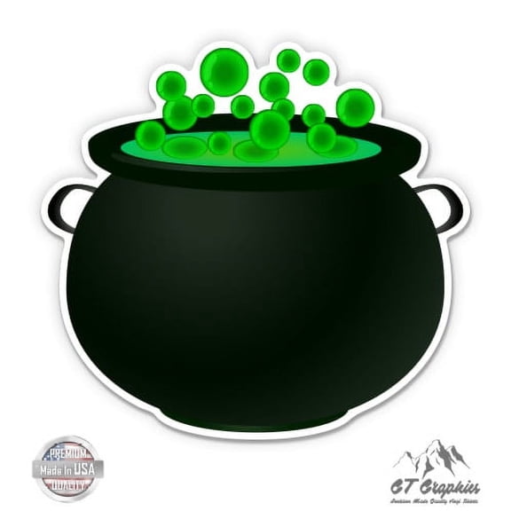 Witch Cauldron Bubbling - 3" Vinyl Sticker - For Car Laptop I-Pad Phone Helmet Hard Hat - Waterproof Decal