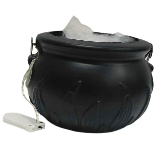 Witch Cauldron Candy Bowl Halloween Decoration with Green Light for Home Porch Haunted House Parties