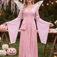 thumbnail image 1 of Witch Cos, Witch Cosplay, Witch Costume, Witch Outfit, Witch Roleplay, Women Renaissance Lace-Up Vintage Hooded Dress Medieval Witch Dress Cosplay Costume, Pink XL, 1 of 6