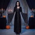 thumbnail image 1 of Witch Cosplay, Witch Costume, Witch Outfit, Witch Roleplay, Witch Cos, Women Renaissance Lace-Up Vintage Hooded Dress Medieval Witch Dress Cosplay Costume, Black L, 1 of 6