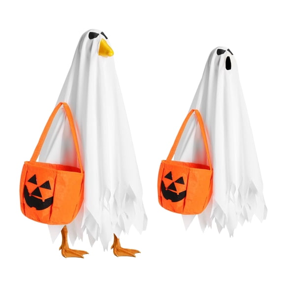 Witch Costume Set for 23 Inch Porch Goose, Halloween Lawn Statue Clothes with Pointed Hat, Outdoor Garden Yard Decoration