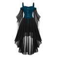 thumbnail image 1 of Witch Costume Women Halloween Dresses Adult Renaissance Medieval Vampire Butterfly Sleeve Mesh Gothic Outfit, 1 of 3