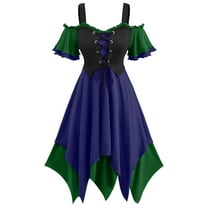 Witch Costume Women Renaissance Dress Medieval Pirate Cosplay Gothic Halloween Asymmetrical Hem Gown